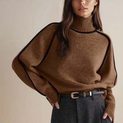 Elyse™ | Luxurious Turtleneck with Contrast Details